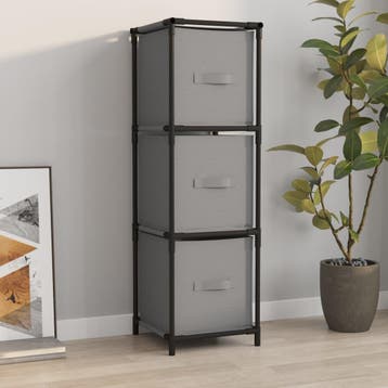 vidaXL Opbergkast met 3 stoffen lades 34x34x101 cm staal, Huis en Inrichting, Kasten | Overige, Verzenden, Nieuw