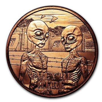 Verenigde Staten. 5 x 1 oz Area 51 Theyre Here 999 Fine