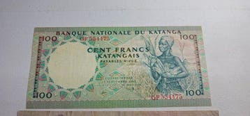 Katanga. - 100 and 500 Francs 1962 - Pick 12a, 13a (Zonder
