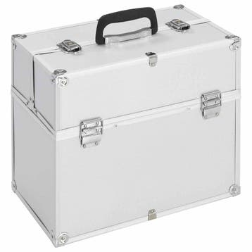 vidaXL Make-up koffer 38x23x34 cm aluminium zilverkleurig, Bijoux, Sacs & Beauté, Trousses de toilette, Verzenden