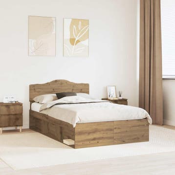 vidaXL Bedframe Ambachtelijk Eiken 120 x 190 cm Massief, Verzenden, Nieuw