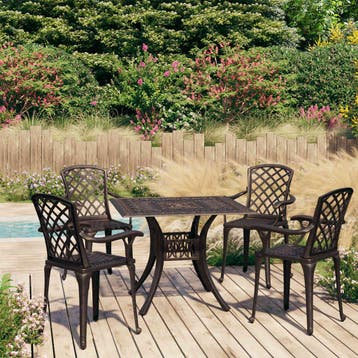 vidaXL 5-delige Bistroset gietaluminium bronskleurig, Tuin en Terras, Verzenden, Nieuw