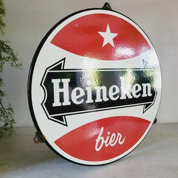 Heineken Emaille Reclamebord, Langcat Bussum, 1950 - Panneau