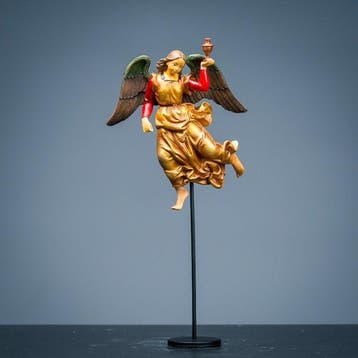 Figuur - Twee goudkleurige Engelen Rafaël (2) - polystone, Antiek en Kunst