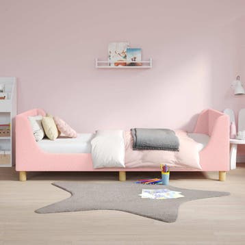 vidaXL Kinderen bedframe met hoofdboard Roze 90 x 190 cm, Verzenden