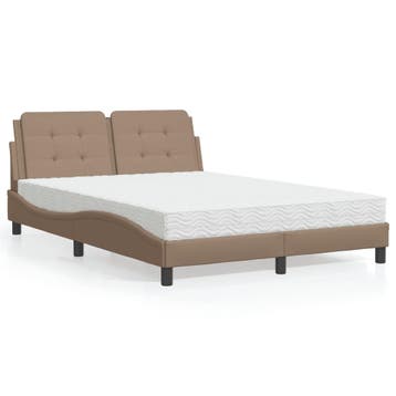 vidaXL Bed met matras Zadar kunstleer cappuccinokleurig, Huis en Inrichting, Slaapkamer | Bedden, Verzenden, Nieuw