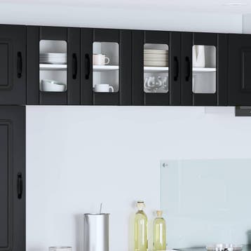 vidaXL Wandglas Kasten LUCCA 2 st Zwart Bewerkt hout, Huis en Inrichting, Kasten | Overige, Verzenden, Nieuw