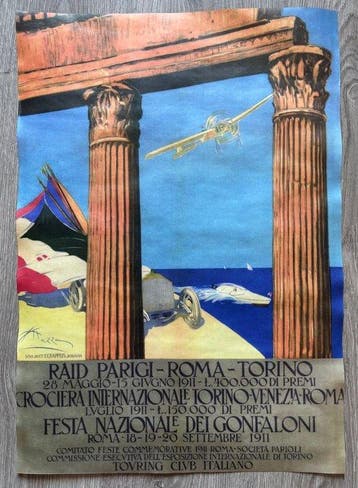Aldo Mazza - Manifesto Pubblicitario Aviazione e