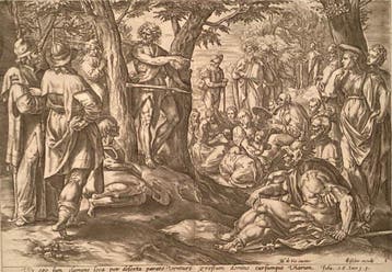 Maarten De Vos (1532-1603), aft - Giovanni Battista predica