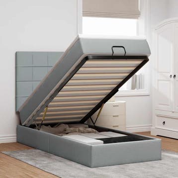 vidaXL Bed poef met matras en LEDs stof 80x200 cm, Verzenden