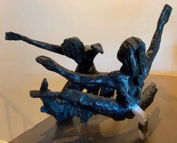 Avi Kenan (1951) - Beeld, Dansend paar - 41 cm - Gepatineerd