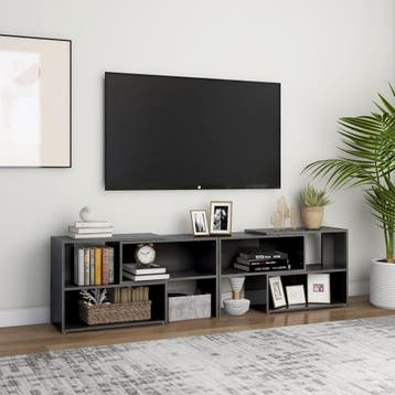 vidaXL Tv-meubel 149x30x52 cm bewerkt hout hoogglans grijs, Huis en Inrichting, Verzenden, Nieuw