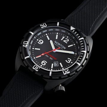 Norton - Raffaello - Diver Quartz 200M - PVD Nero - Vetro, Nieuw