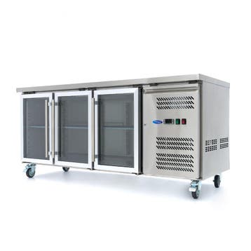 Koelwerkbank - 180 cm - 3 Glazen Deuren, Verzenden