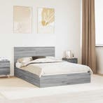 vidaXL Opbergbed met hoofdeinde Grijs Sonoma 140 x 200 cm, Verzenden, Nieuw