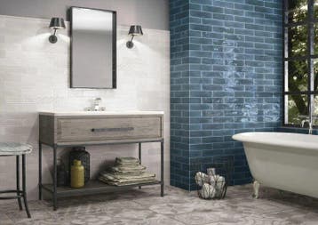 Wandtegel Equipe Cerámica Opal Blauw Glans 7,5x30, Nieuw, 20 tot 40 cm, 10 m² of meer, Wandtegels