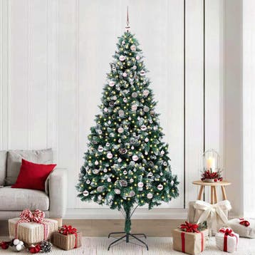 vidaXL Kunstkerstboom Groen 240 cm PVC en Staal en Kunststof, Verzenden, Nieuw