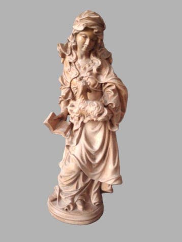 Snijwerk, Heiligenfigur - Hl. Agnes von Rom mit Lamm im Arm