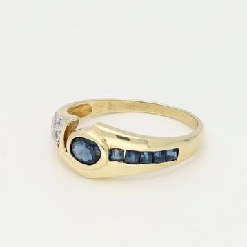 Bague - 14 carats Or jaune - 0.53ct. tw. Saphir, Bijoux, Sacs & Beauté, Bagues