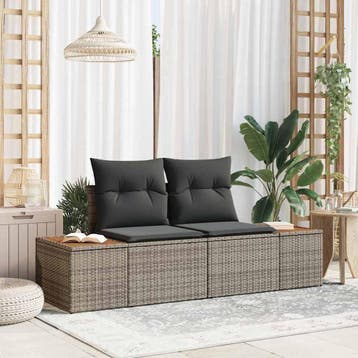 vidaXL Tuin Sofa Grijs 184 x 62 x 85cm poly rattan, Verzenden, Nieuw