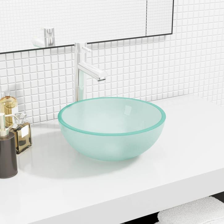 vidaXL Wasbak 30x12 cm gehard glas mat, Bricolage & Construction, Sanitaire, Envoi
