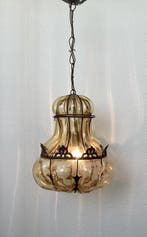 Gekooide hanglamp - Gegoten. Gesmeed - Amber kleurige