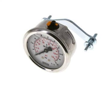 Manomètre à glycérine G1/4 raccord arrière 0 à 10 bar 63mm, Verzenden