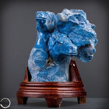 Natuurlijke blauwe koralen uit China – kunstvol paardenbeeld