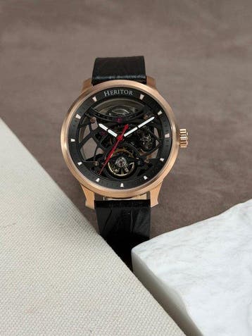 Heritor - Automatic Marcell Skeleton - Rosegold/Black - Sans