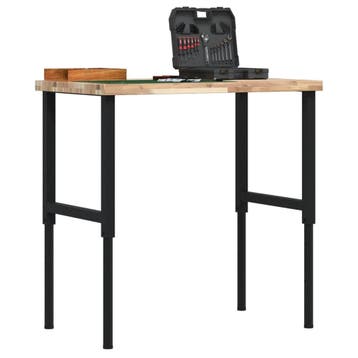 vidaXL Werkbank rechthoekig 100x60x(73-99,5) cm massief, Doe-het-zelf en Bouw, Verzenden, Nieuw