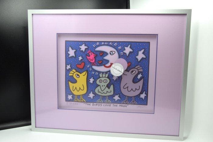 James Rizzi (1950-2011) - The Birds Love The Moon - Framed, Antiquités & Art, Art | Objets design