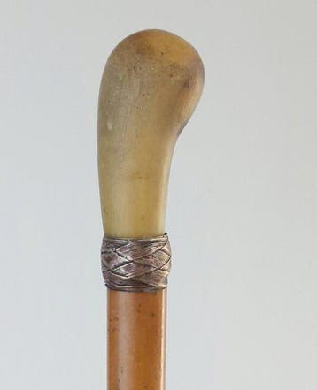 Wandelstok - met monogram - Hout, Hoorn, Metaal -, Antiek en Kunst