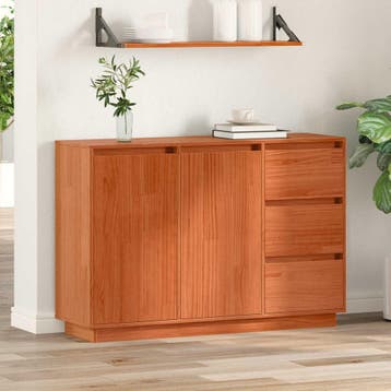 vidaXL Dressoir Bruin Eiken 111 x 34 x 75 cm Massief, Huis en Inrichting, Verzenden, Nieuw