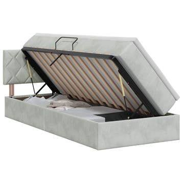 vidaXL Opbergbed met hoofdeinde Lichtgrijs 90 x 200 cm, Verzenden, Nieuw
