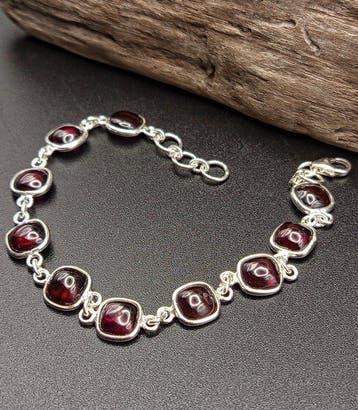 Pièce unique — Bracelet en argent 925 avec quartz fraise —