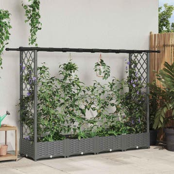 vidaXL Verhoogd Bed met Trellis en Dak Lichtgrijs 203 x 40 x, Verzenden