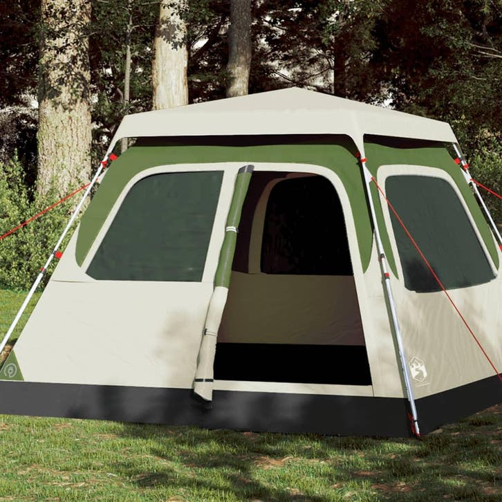 vidaXL Koepeltent 4-persoons snelontgrendeling groen, Caravans en Kamperen, Tenten, Nieuw, Verzenden