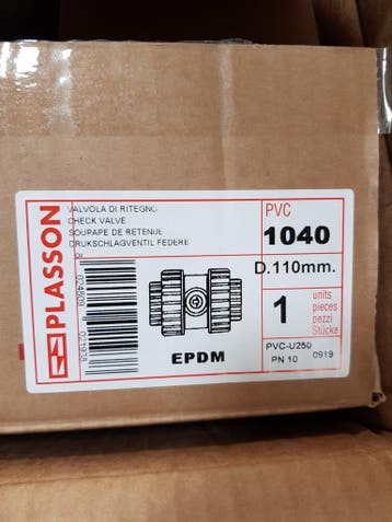 Plasson PVC Terugslagklep 110mm EPDM Afdichting Nieuw, Doe-het-zelf en Bouw, Ophalen of Verzenden, Nieuw
