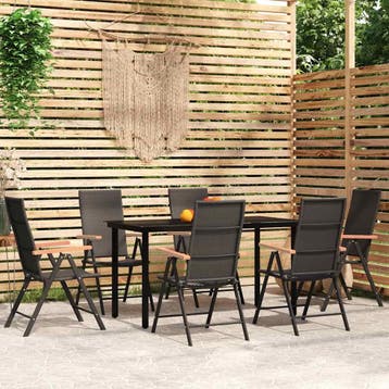 vidaXL 7-delige Tuinset zwart, Verzenden, Nieuw, Tuinset