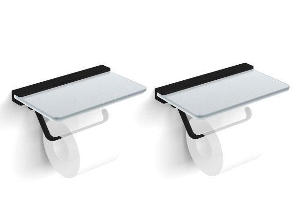 Veiling - 2x Beaux closetrolhouder met glazen planchet Ulis, Bricolage & Construction, Sanitaire
