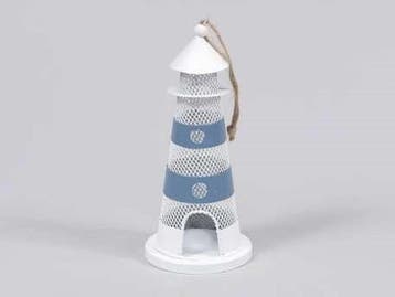 Vuurtoren Wit/Blauw Maritiem 16 cm