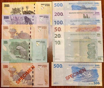 Congo, Democratische Republiek (Kinshasa). - 12 Banknotes -