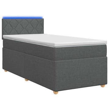 vidaXL Boxspringbed met matras en LED Donkergrijs 90 x 190, Maison & Meubles, Verzenden