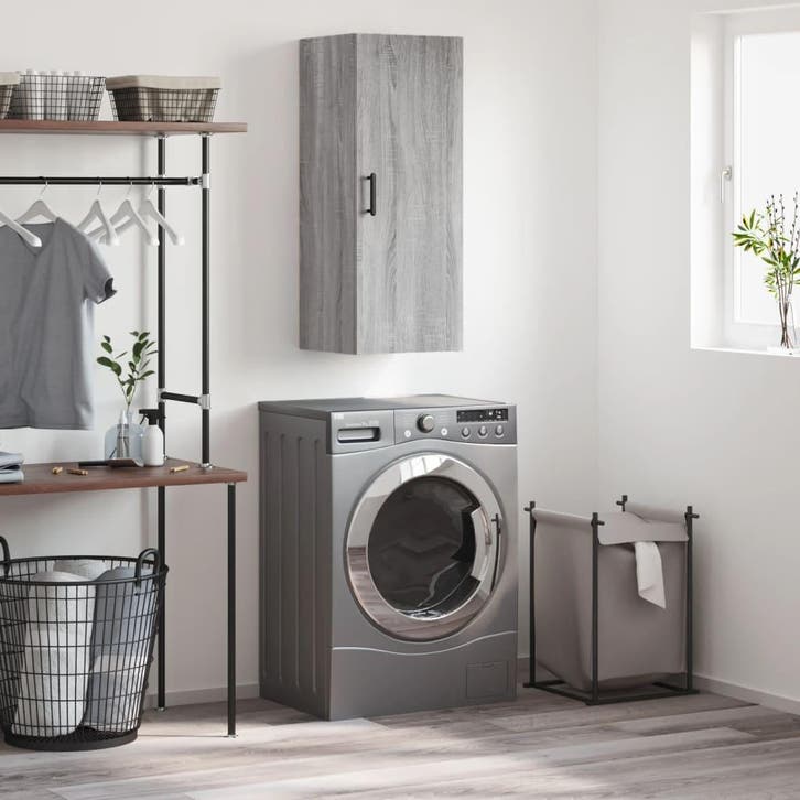 vidaXL Bovenkast 34,5x34x90 cm grijs sonoma eikenkleurig, Maison & Meubles, Armoires | Dressoirs, Envoi