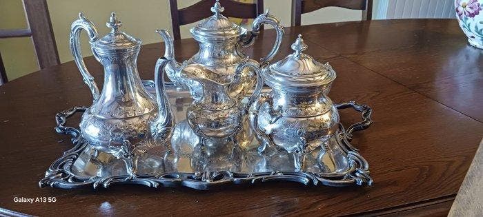 Theeservies - Verzilverd, Antiquités & Art, Antiquités | Meubles | Tables
