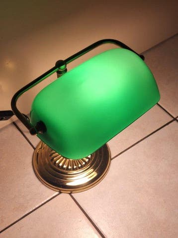 Bureaulamp - Notarislamp of bankierslamp - Opalineglas en, Antiek en Kunst