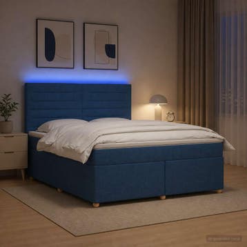 vidaXL Boxspringbed met matras met hoofdeinde Blauw 160 x, Verzenden, Nieuw