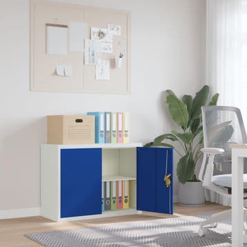 vidaXL Archiefkast 90x40x70 cm staal lichtgrijs en blauw, Verzenden, Nieuw