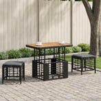 vidaXL Tuin Eettafel Set 3 pcs Zwart en Grijs Poly Riet en, Tuin en Terras, Verzenden, Nieuw