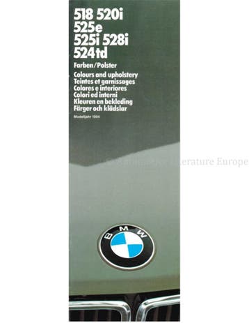 1984 BMW 5 SERIE KLEUREN EN BEKLEDING BROCHURE, Ophalen of Verzenden